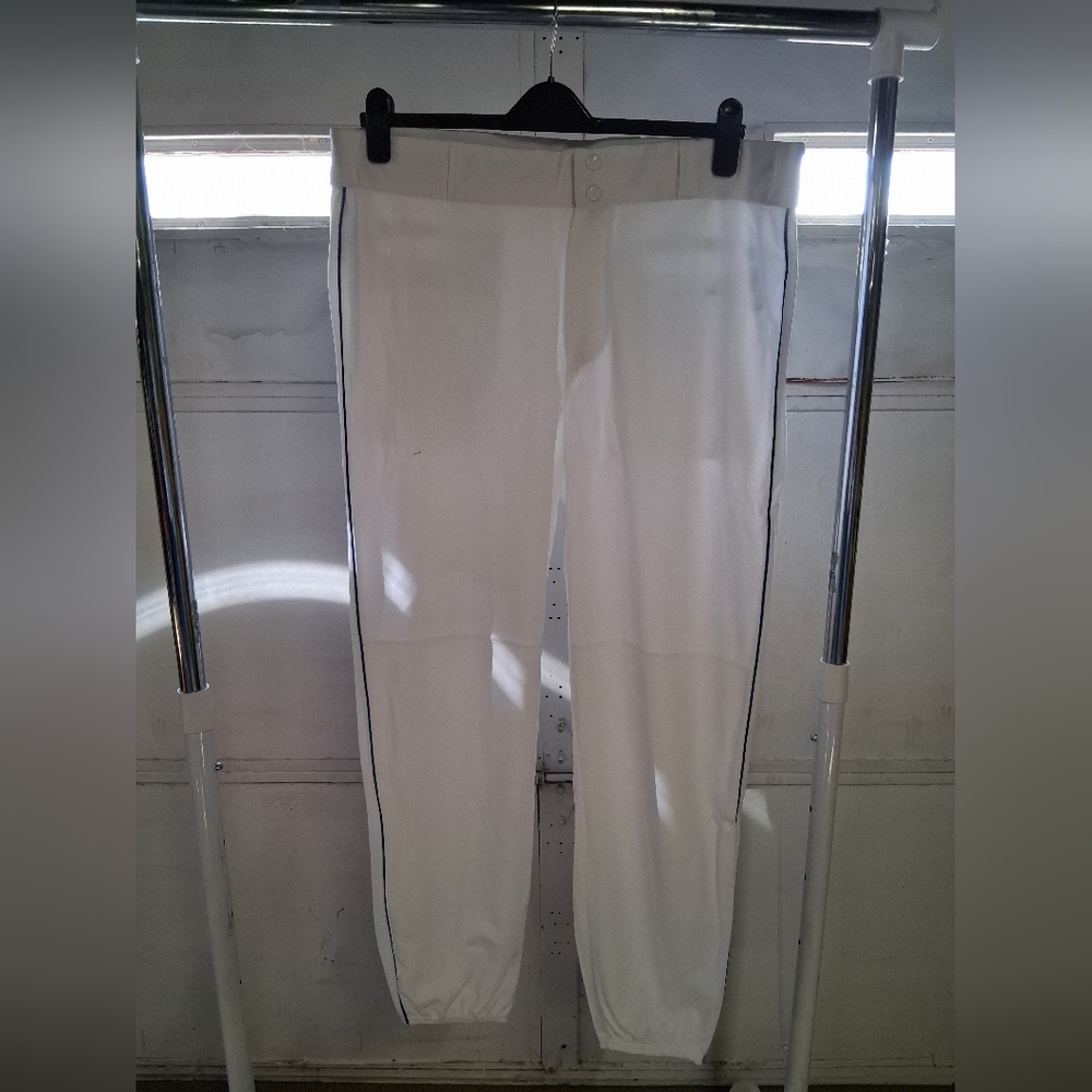 NWT Mens White Alleson Athletic Baseball Pants with Blue Pin Stripes